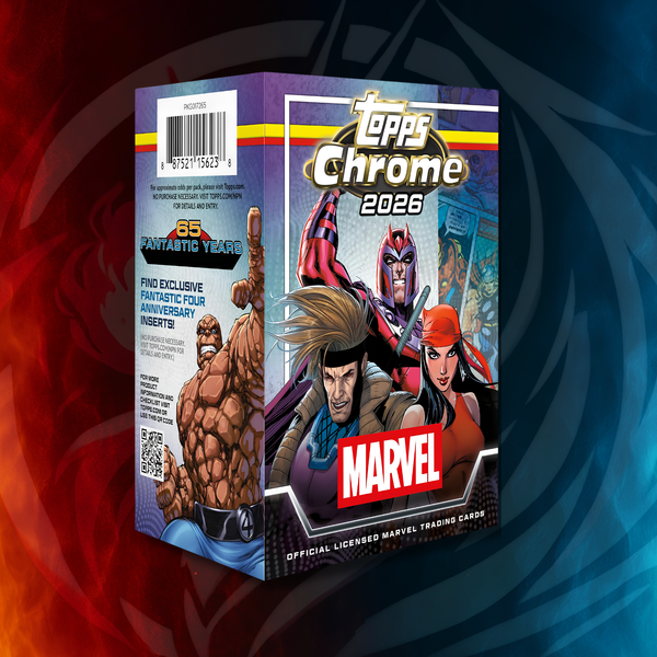 2026 Topps Chrome Marvel Comics Value Box — front of factory-sealed box