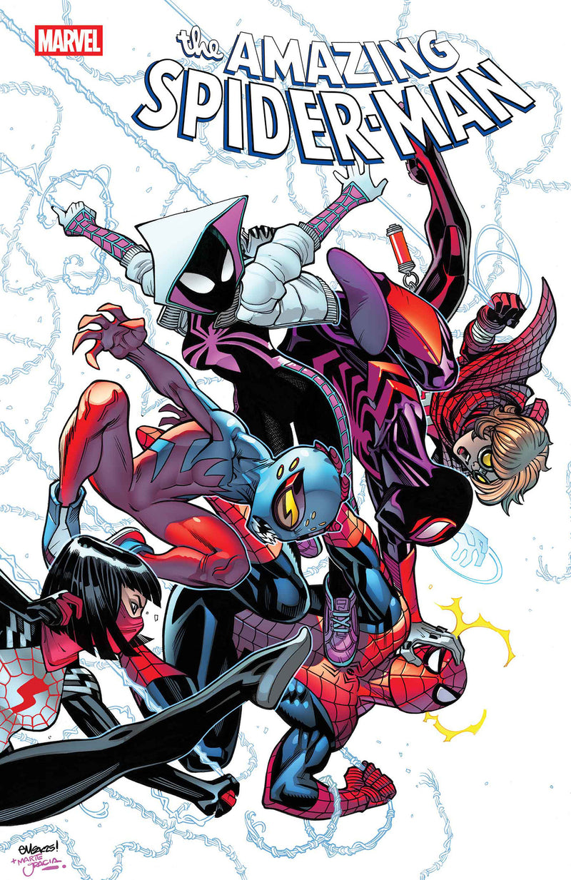 The Amazing Spider-Man comic cover featuring multiple Spider-Man characters together (Marvel).