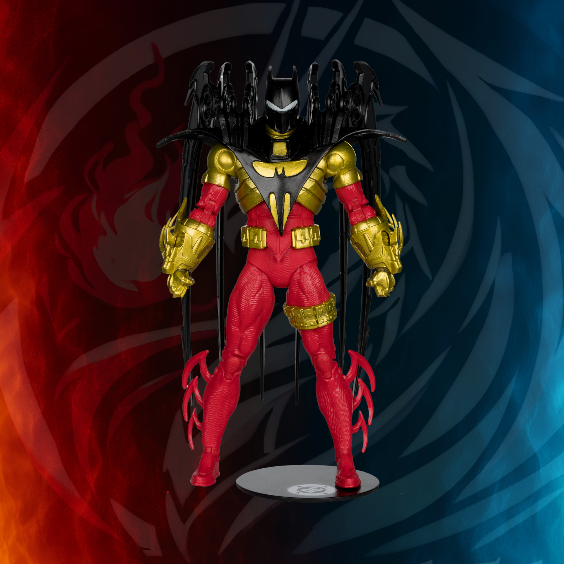 McFarlane DC Multiverse Azrael Batman (Knightquest) 7-inch action figure, front view with bat-wing blades raised