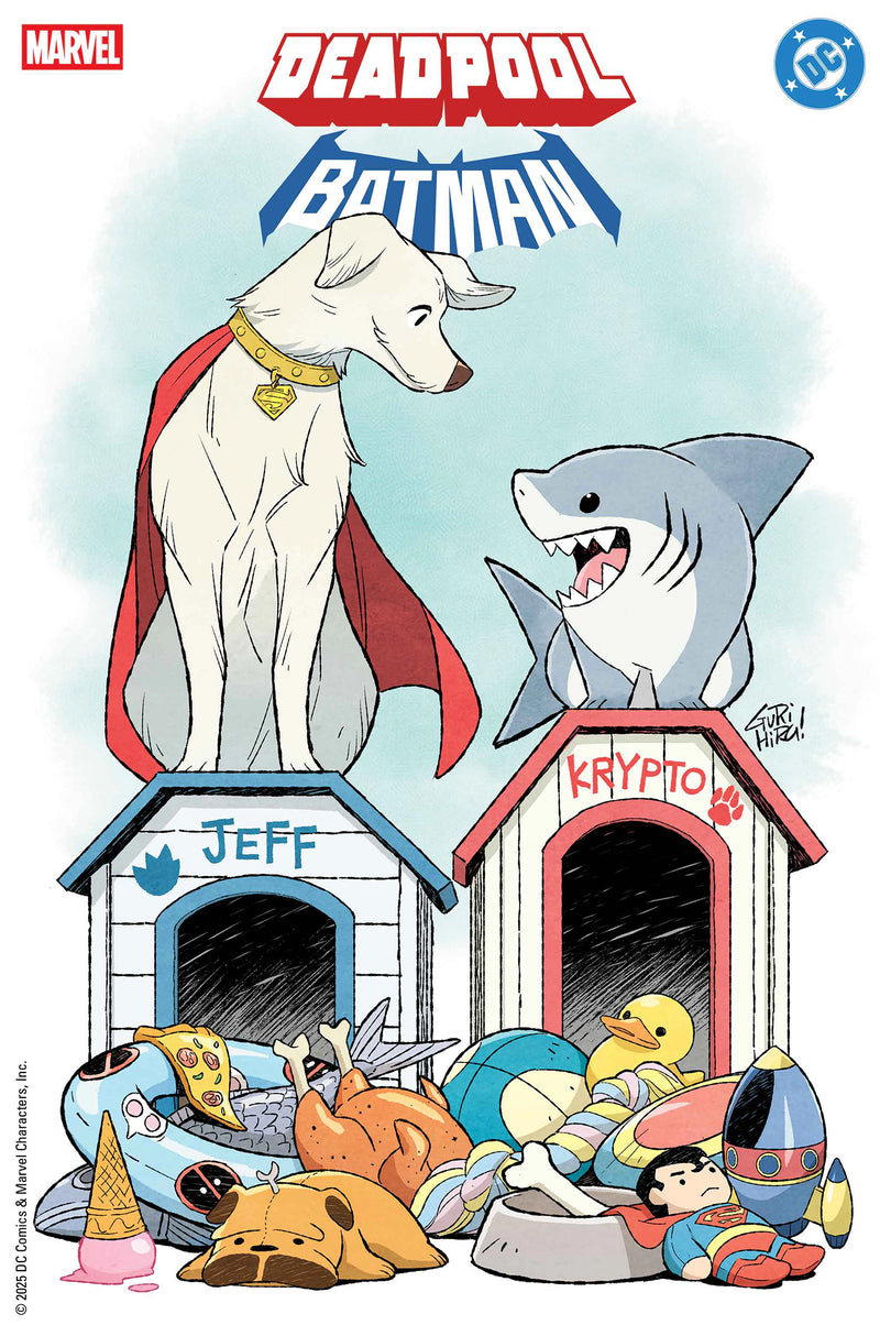 Deadpool/Batman #1 Gurihiru Variant – Krypto the Superdog and Jeff the Land Shark cover, Marvel/DC crossover comic