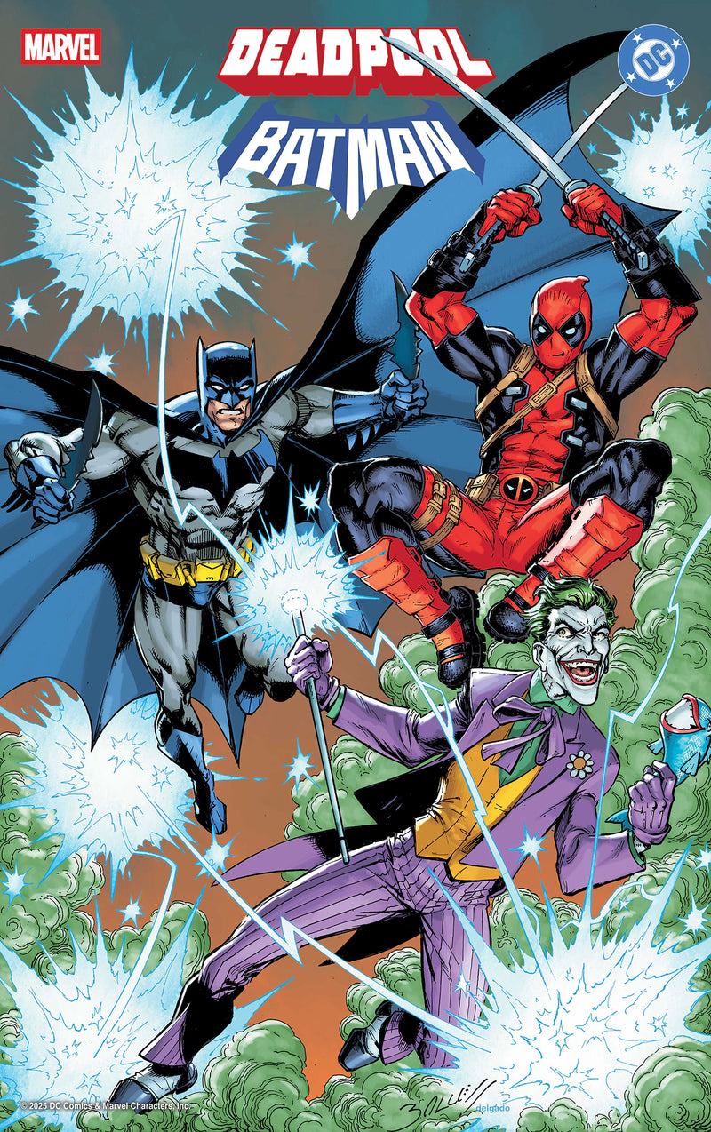 Deadpool/Batman #1 Mark Bagley Foil Variant – Deadpool, Batman, and Joker clash in Gotham, Marvel/DC crossover comic