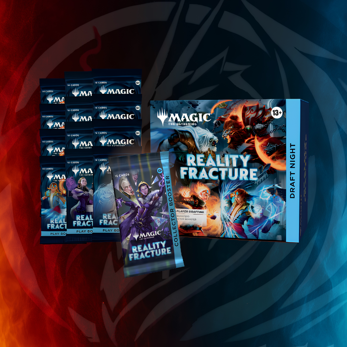 Magic: The Gathering Reality Fracture Draft Night box with twelve Play Boosters and one Collector Booster