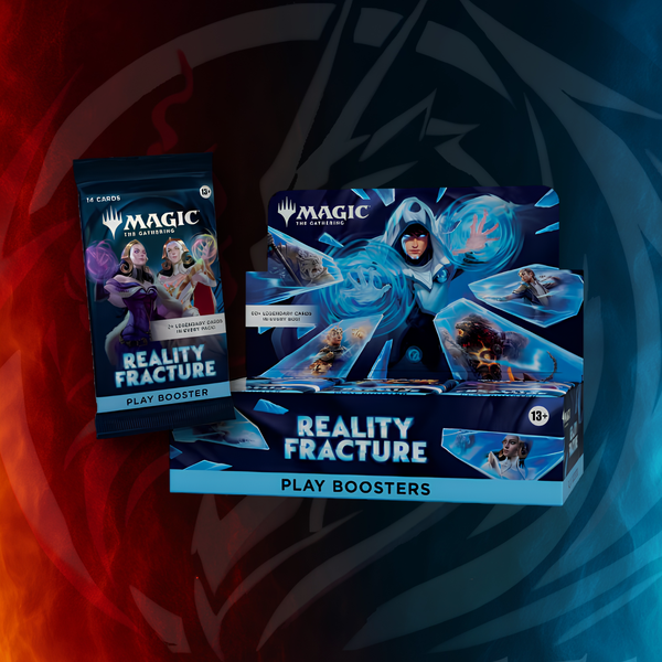 Magic: The Gathering Reality Fracture Play Booster Box with a single 14-card Play Booster pack