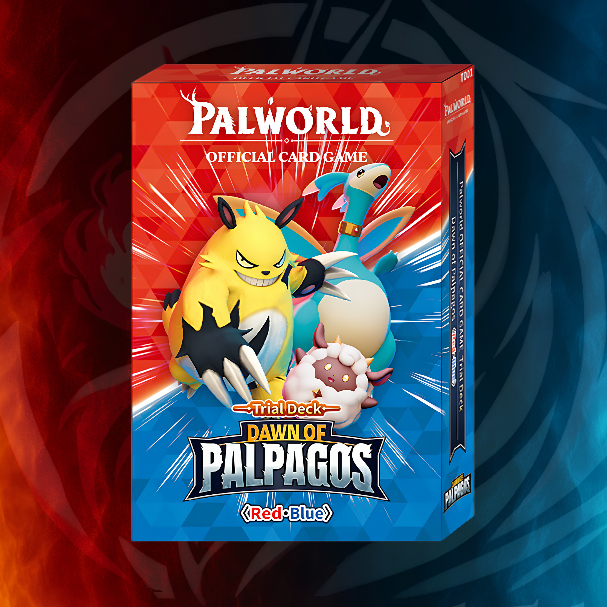 Palworld OCG Dawn of Palpagos Red & Blue Trial Deck box, sealed front