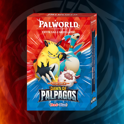 Palworld OCG Dawn of Palpagos Red & Blue Trial Deck box, sealed front