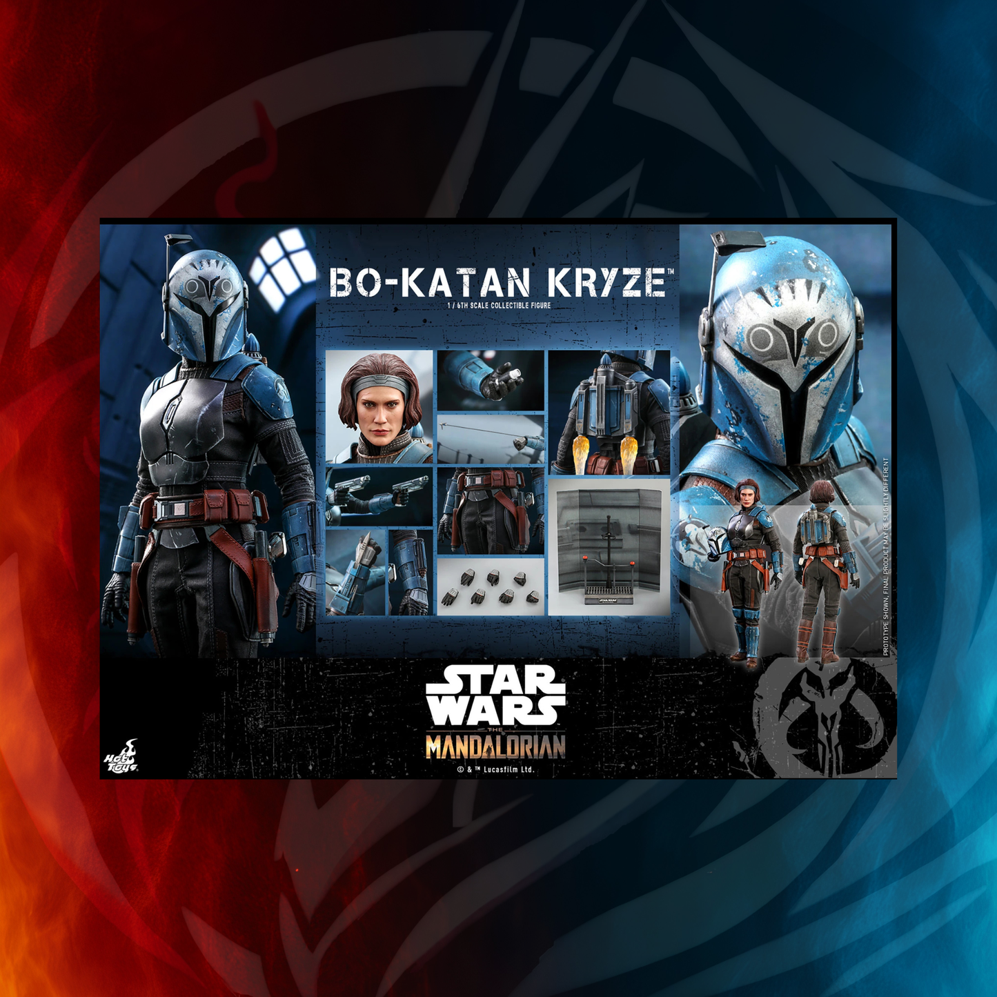 Hot Toys The Mandalorian Bo-Katan Kryze 1/6 scale figure in Nite Owl beskar armor, side view