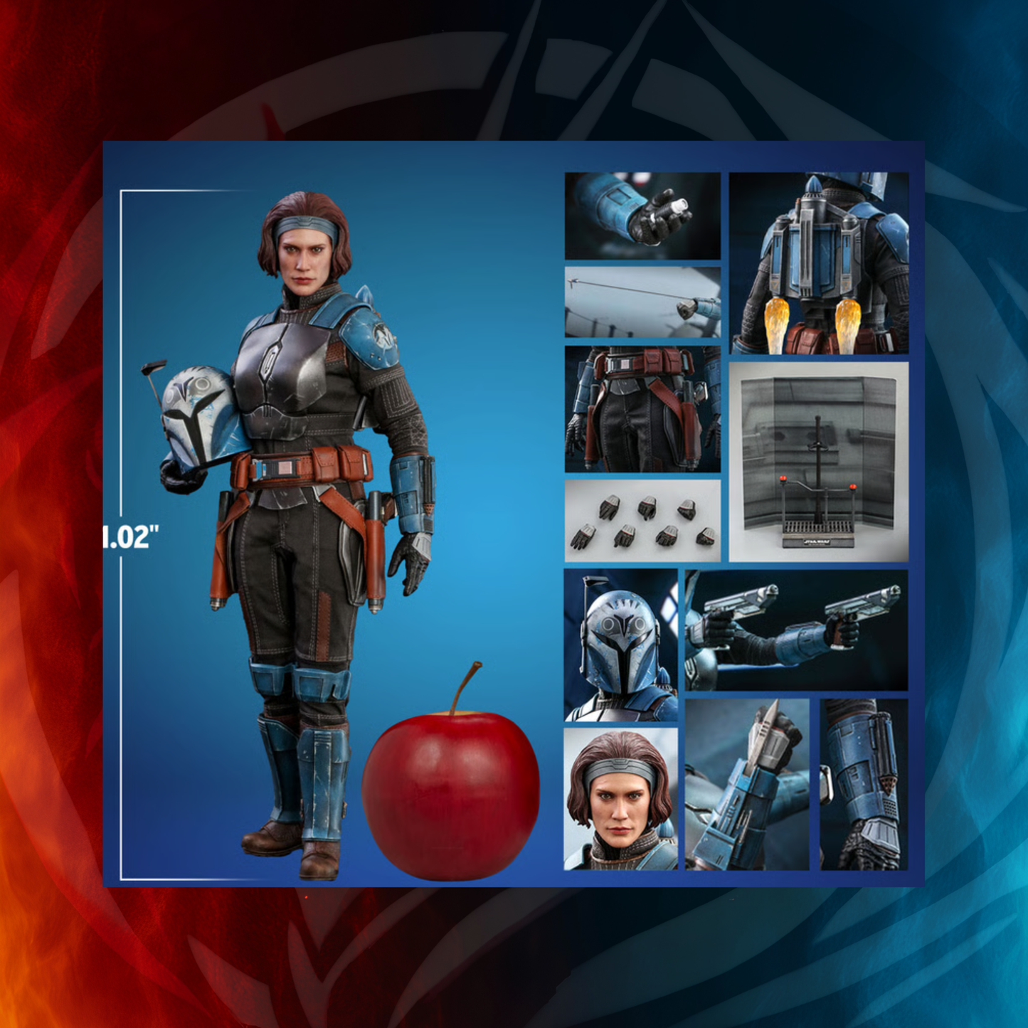 Hot Toys The Mandalorian Bo-Katan Kryze 1/6 scale figure in Nite Owl beskar armor, packaging